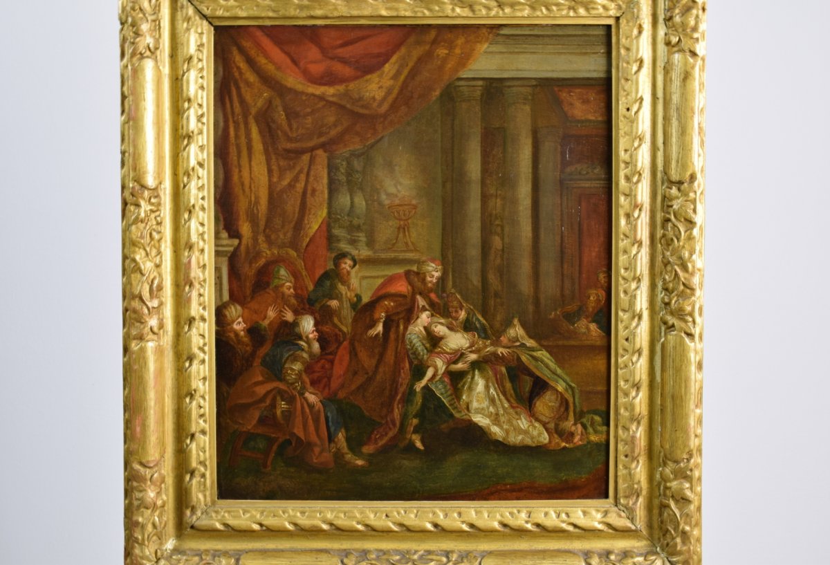 Seguace di Jean-François de Troy, Lo svenimento di Ester davanti ad Assuero, Francia, XVIII sec-photo-2