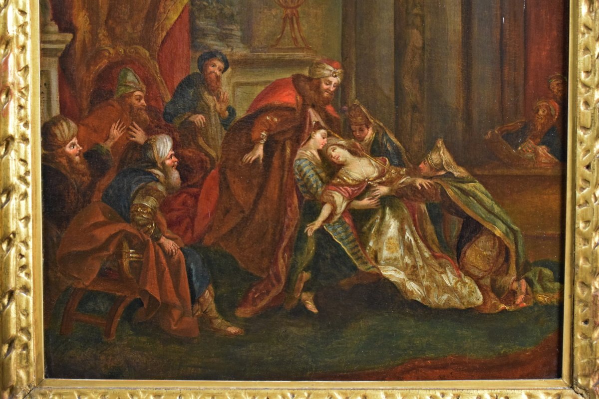 Seguace di Jean-François de Troy, Lo svenimento di Ester davanti ad Assuero, Francia, XVIII sec-photo-4