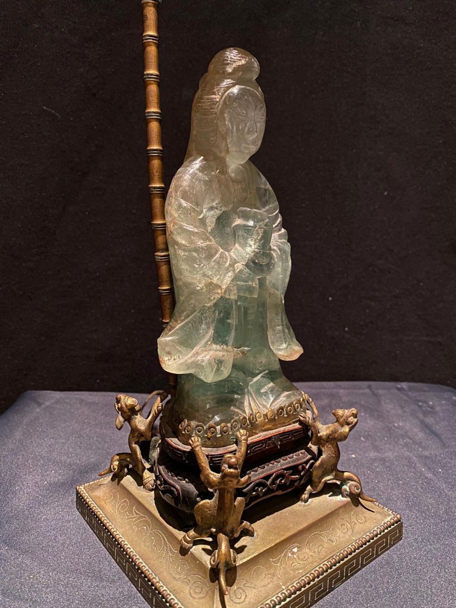 Petite Lampe Avec Une Figure De Jade, XXe siècle-photo-1