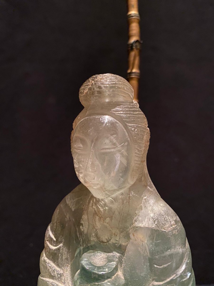 Petite Lampe Avec Une Figure De Jade, XXe siècle-photo-6