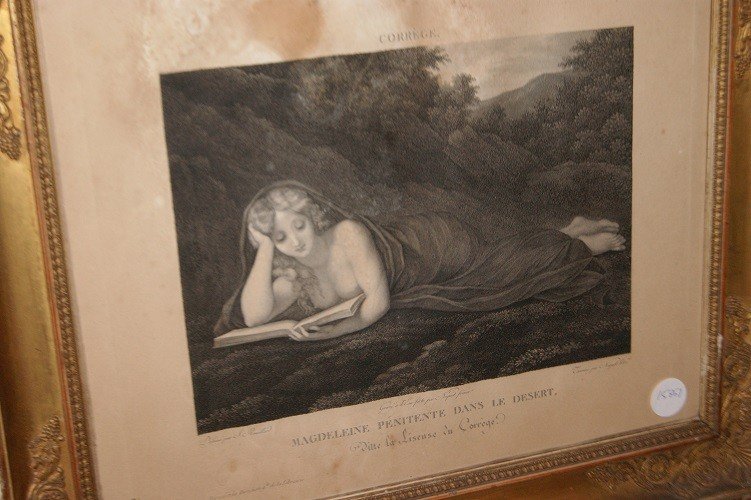 Bellissima piccola stampa francese del 1800 raffigurante Nudo di Dama-photo-2