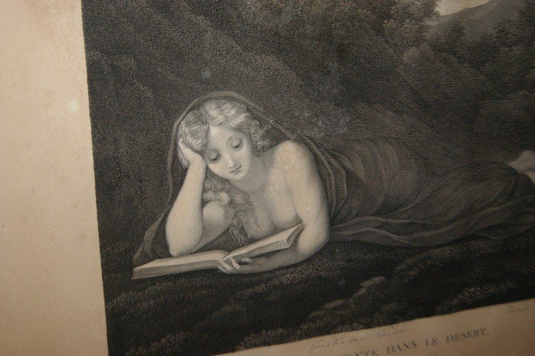 Bellissima piccola stampa francese del 1800 raffigurante Nudo di Dama-photo-3