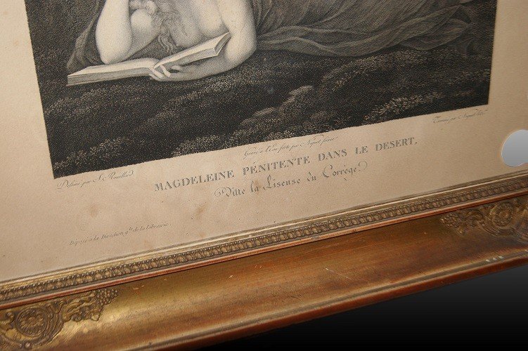 Bellissima piccola stampa francese del 1800 raffigurante Nudo di Dama-photo-4