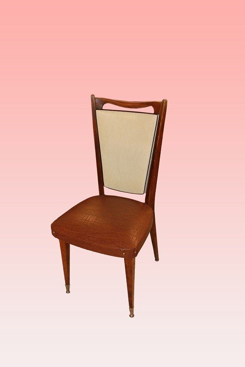 Gruppo di 6 sedie stile Art Decò di inizio XX secolo-photo-2