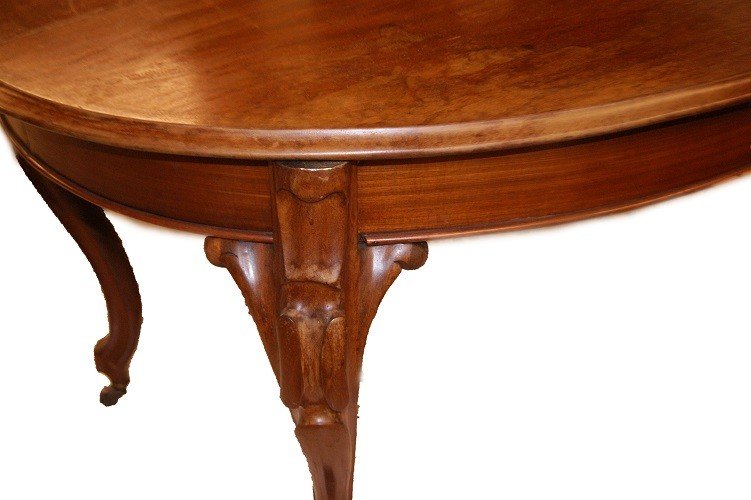 Tavolo ovalino allungabile del 1800 stile Biedermeier in legno di mogano-photo-2