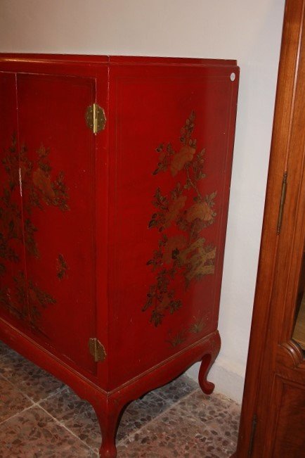 Credenza Cinese prima metà 1900 laccata e riccamente decorata-photo-4