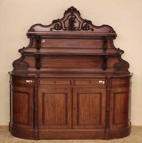 Piattaia francese di metà 1800, stile Luigi Filippo, in legno di mogano biondo