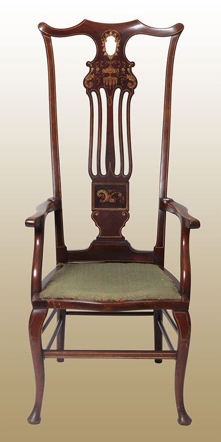 Particolarissima poltrona inglese Correct Chair della seconda metà del 1800 stile Vittoriano 