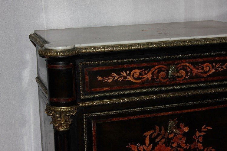 Secretaire francese della seconda metà del 1800, stile Napoleone III, in legno di mogano-photo-2