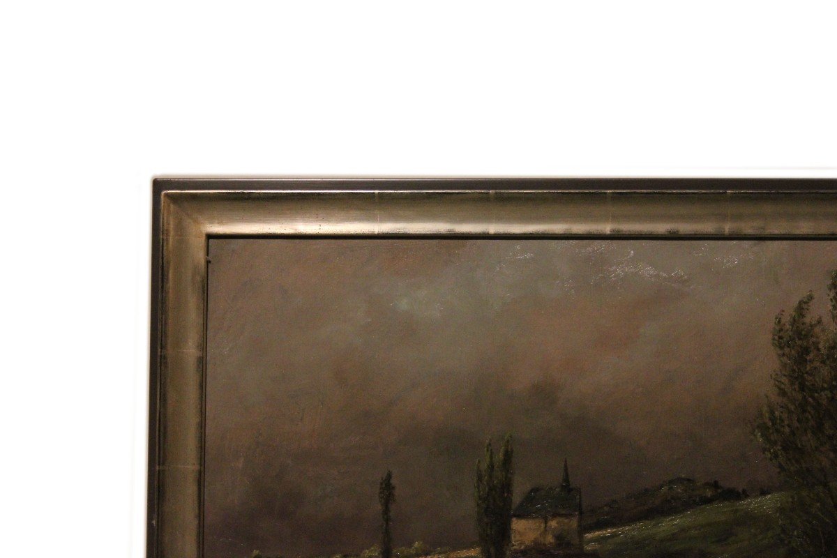 Olio su tela olandese della prima metà 1800, raffigurante scena di vita campestre firmato Marin-photo-1