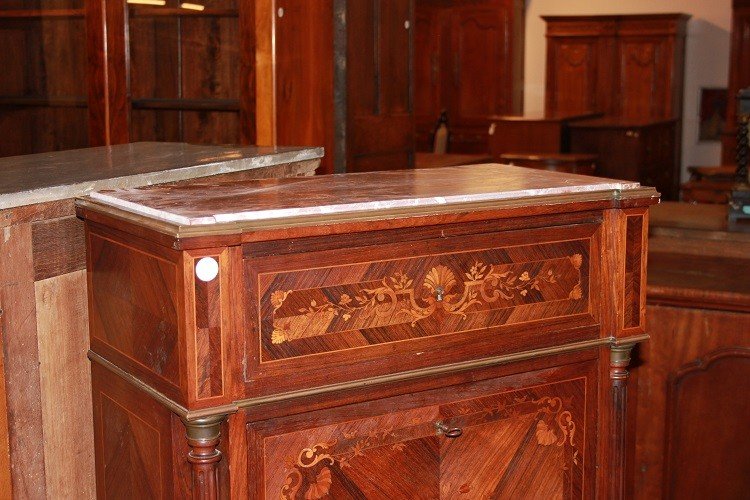 Secretaire francese della seconda metà del 1800, stile Napoleone III, in legno di palissandro-photo-2