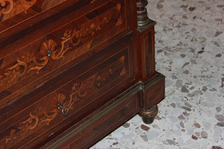 Secretaire francese della seconda metà del 1800, stile Napoleone III, in legno di palissandro-photo-2