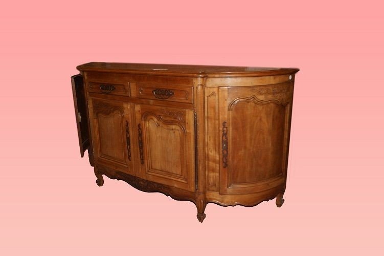 Credenza scantonata francese di inizio 1900, stile Provenzale, in legno di ciliegio