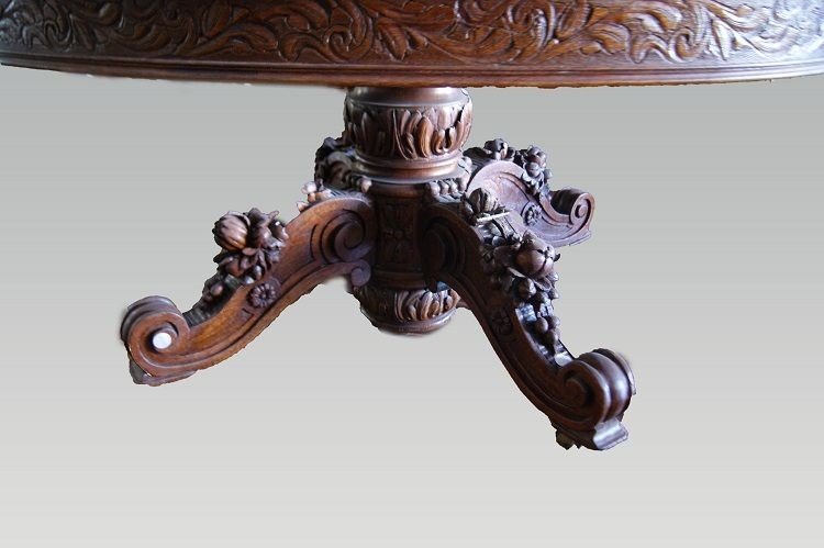 <p>Tavolo ovale allungabile, Francese della seconda metà del 1800, stile Luigi Filippo in legno-photo-2