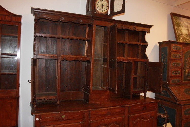 Grande credenza doppio corpo francese, della seconda metà del 1800, stile Provenzale-photo-4