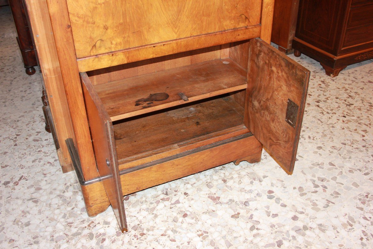 Secretaire francese della seconda metà del 1800, stile Impero, in legno di noce-photo-3