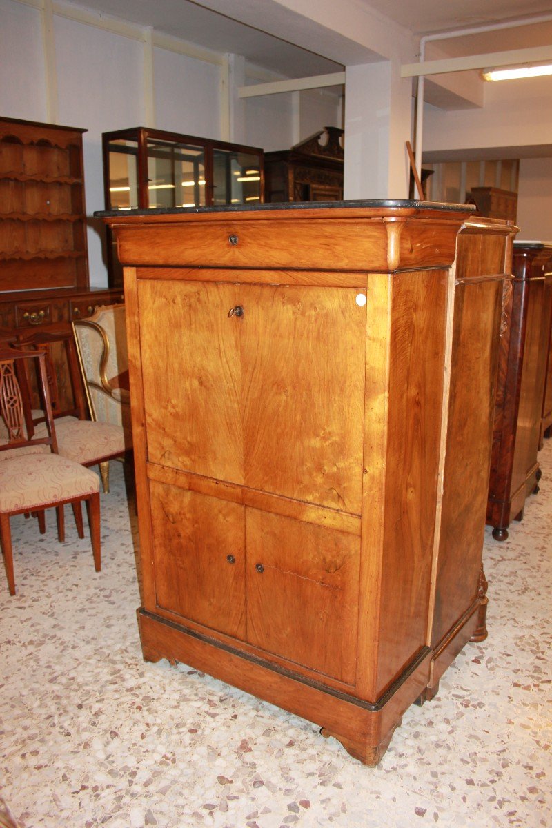 Secretaire francese della seconda metà del 1800, stile Impero, in legno di noce