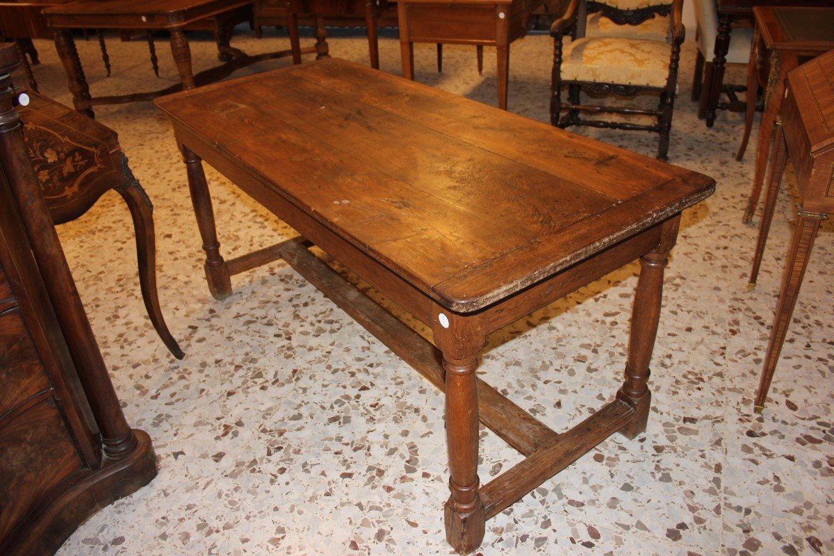 Grande tavolo rettangolare francese di metà 1800, stile Rustico, in legno di noce-photo-2