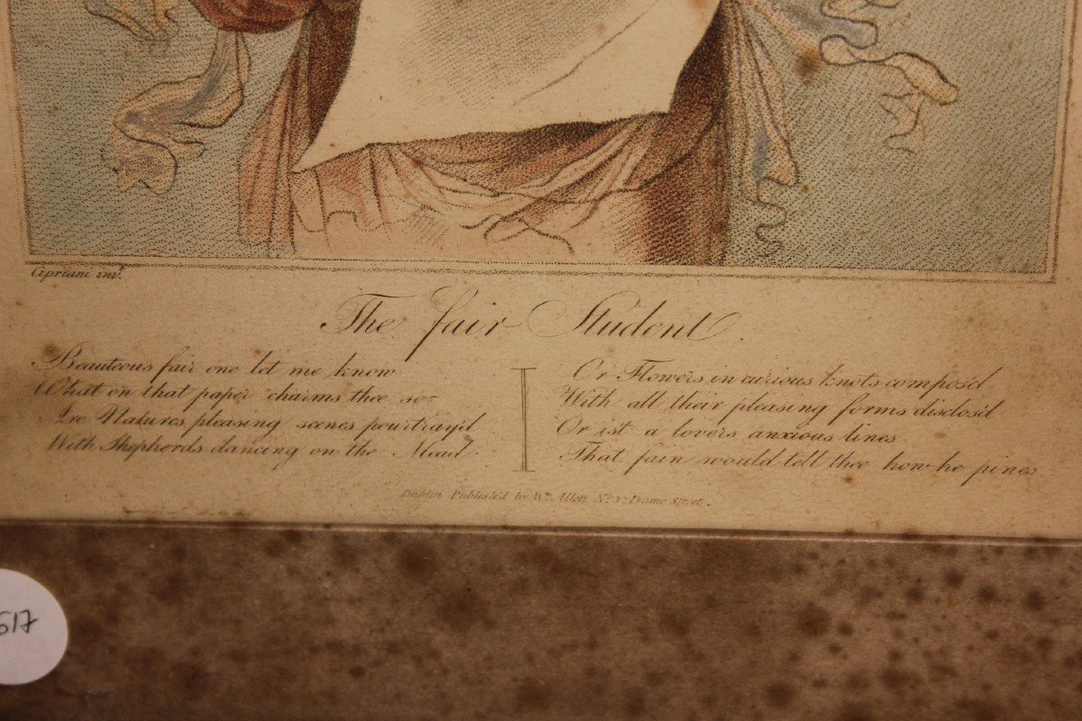 Piccola Stampa Francese Ritratto di Dama del 1800-photo-1