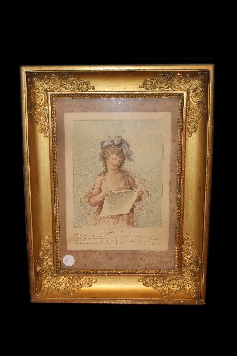 Piccola Stampa Francese Ritratto di Dama del 1800