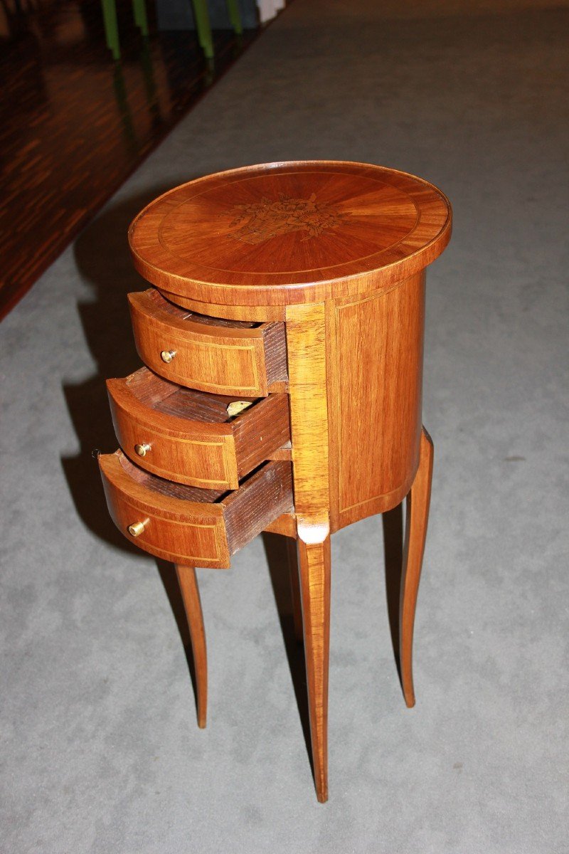 Tavolino circolare a cilindro francese del 1800 in legno di mogano Stile Transizione-photo-4