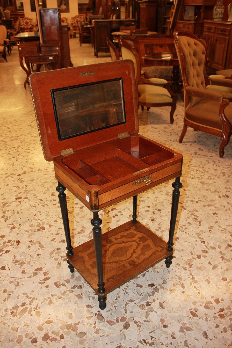 Toilette francese stile Napoleone III del 1800 riccamente intarsiata-photo-4