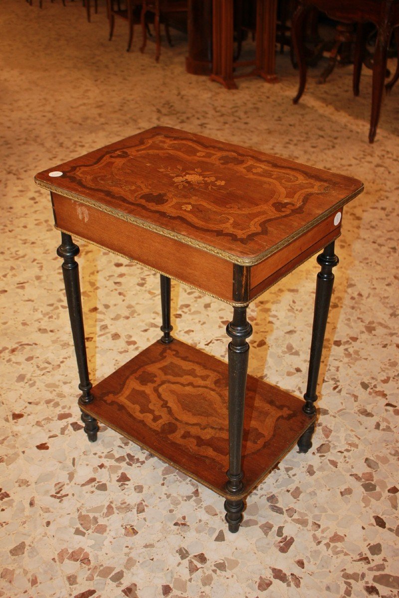 Toilette francese stile Napoleone III del 1800 riccamente intarsiata-photo-2