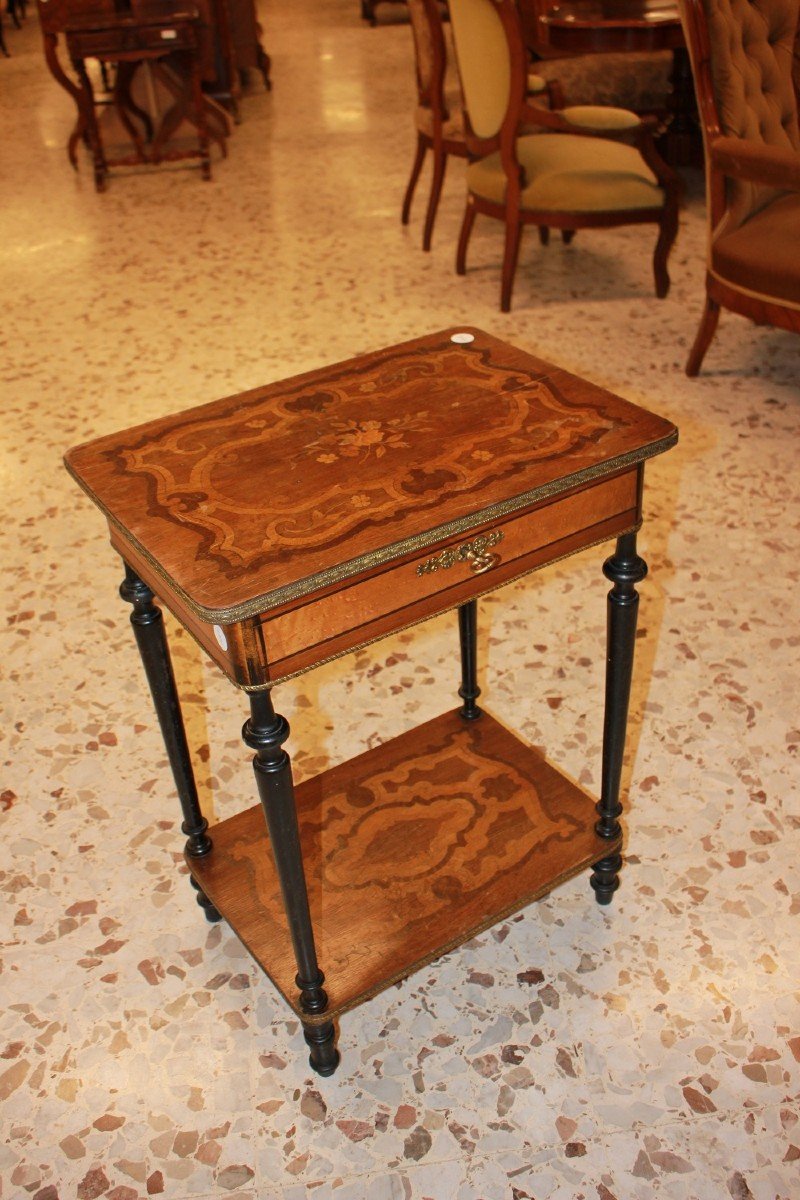 Toilette francese stile Napoleone III del 1800 riccamente intarsiata