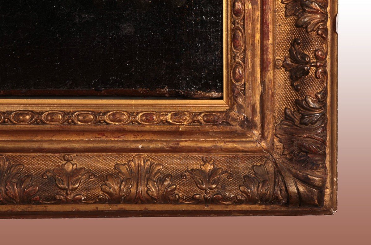 Olio su tela attribuito ai fratelli "Raposo" che raffigura paesaggio lacustre-photo-2