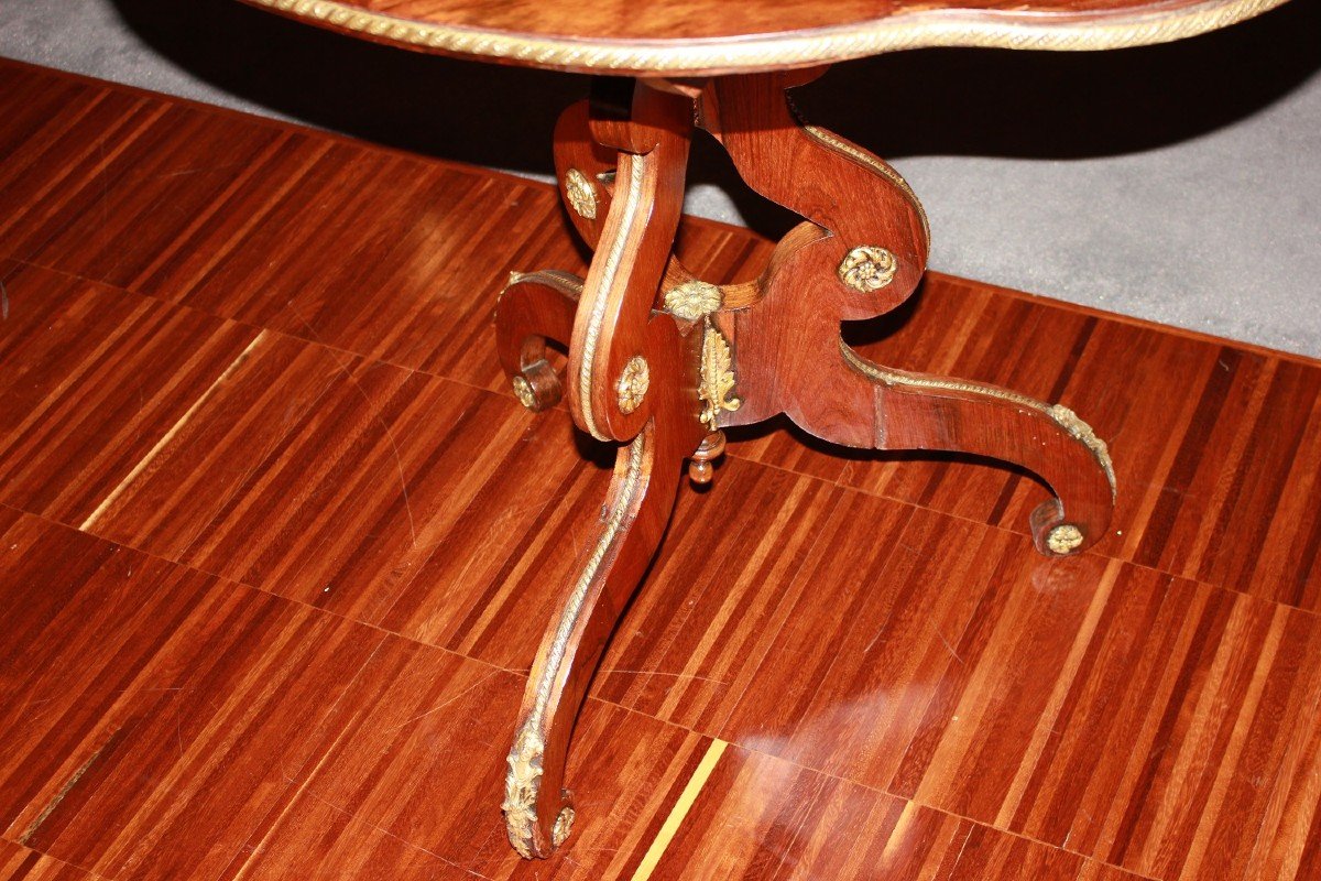 Tavolino a vela stile Luigi XV in legno di bois de violette del 1800-photo-4