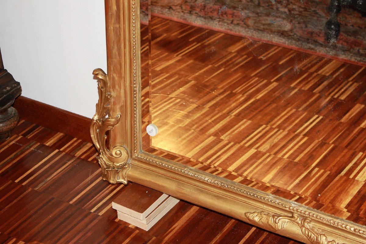 Grande specchiera stile Luigi XV in legno dorato foglia oro-photo-1