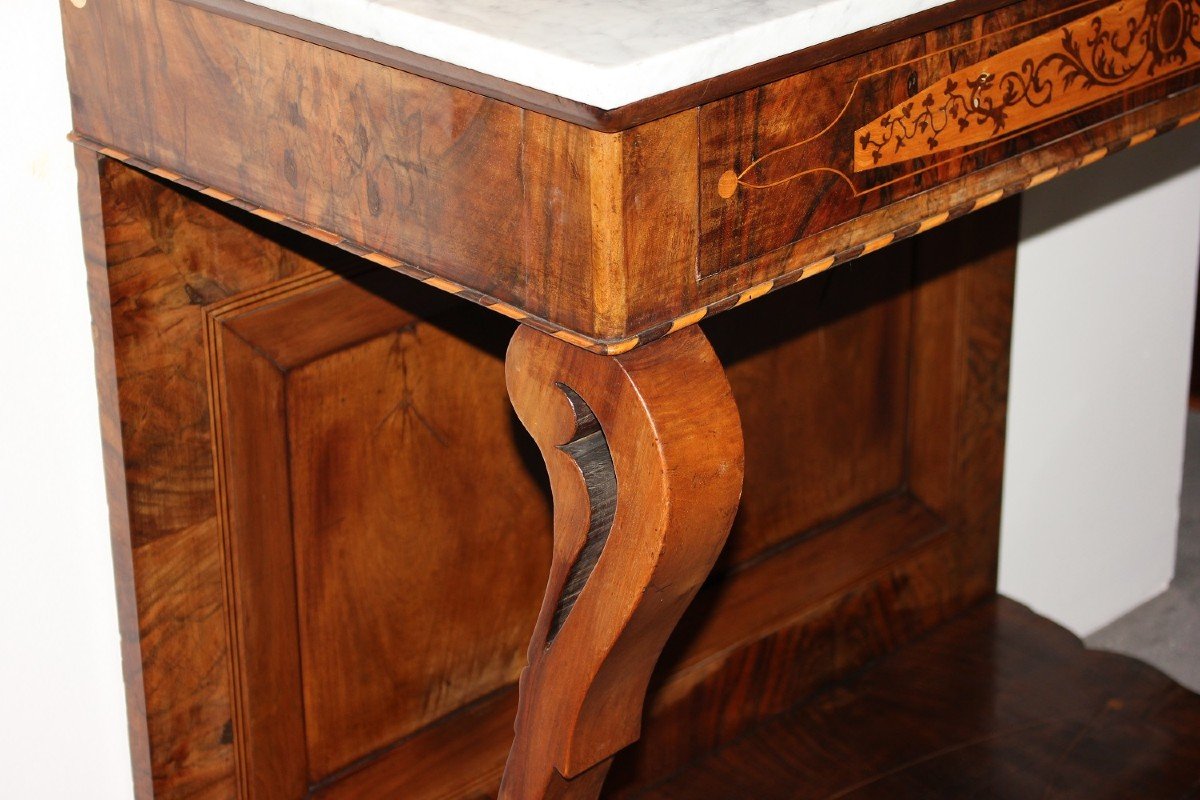 Consolle Italiana Stile Carlo X di inizio 1800 in legno di noce-photo-4