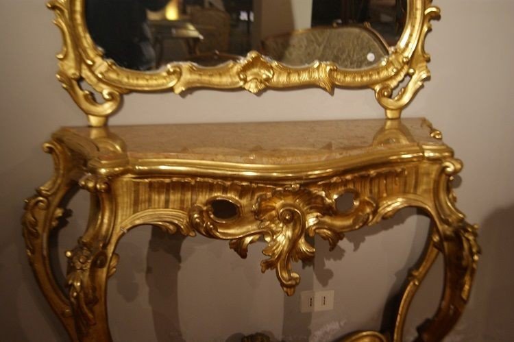 Salotto francese di metà 1800 stile Luigi XV, in legno foglia oro-photo-1