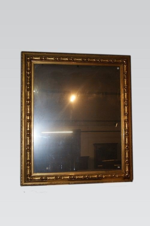 Grande specchiera simmetrinca francese di metà 1800 in legno dorato foglia oro