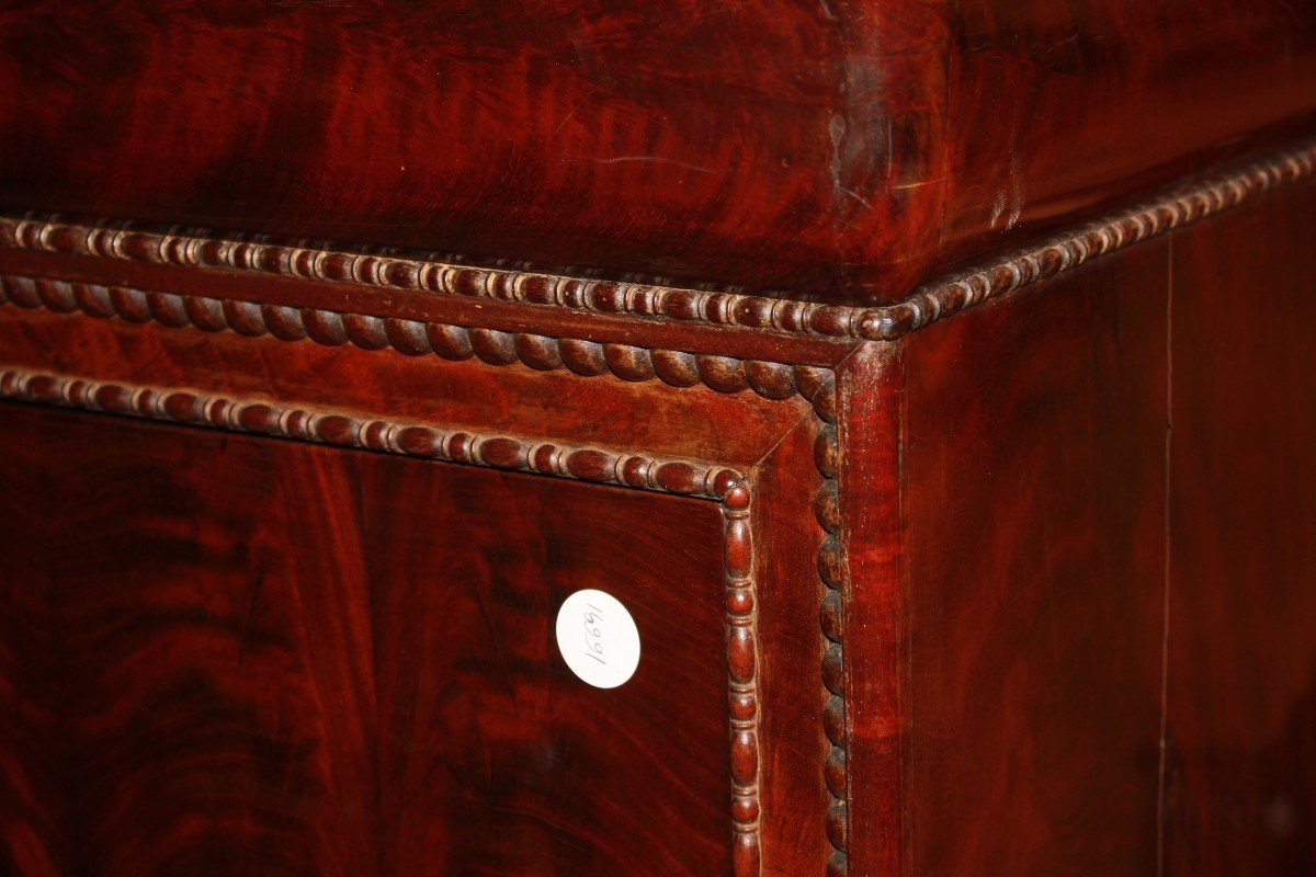 Secretaire stile Carlo X in Piuma di Mogano Francese del 1800 con Marmo-photo-6