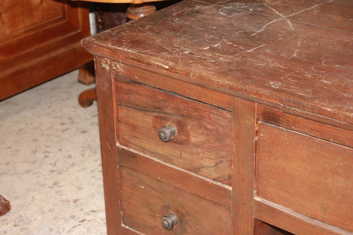 Scrivania italiana con 7 Cassetti in legno di Noce-photo-3