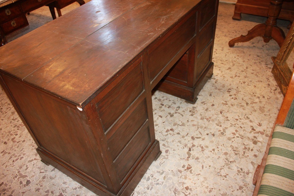 Scrivania italiana con 7 Cassetti in legno di Noce-photo-2