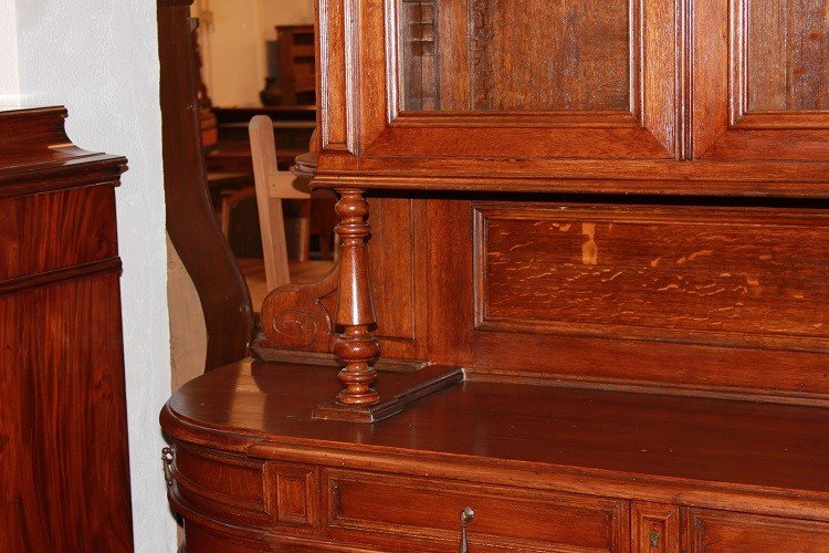 Grande credenza stile Luigi Filippo in legno di Rovere del 1800-photo-4