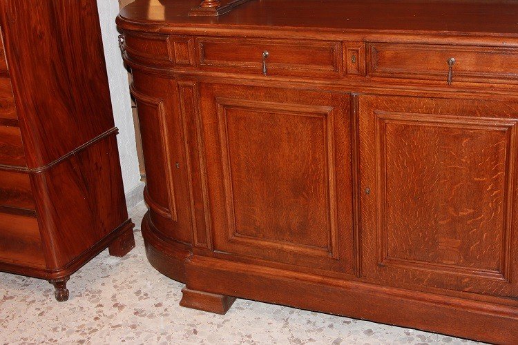 Grande credenza stile Luigi Filippo in legno di Rovere del 1800-photo-1