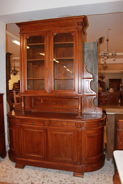 Grande credenza stile Luigi Filippo in legno di Rovere del 1800