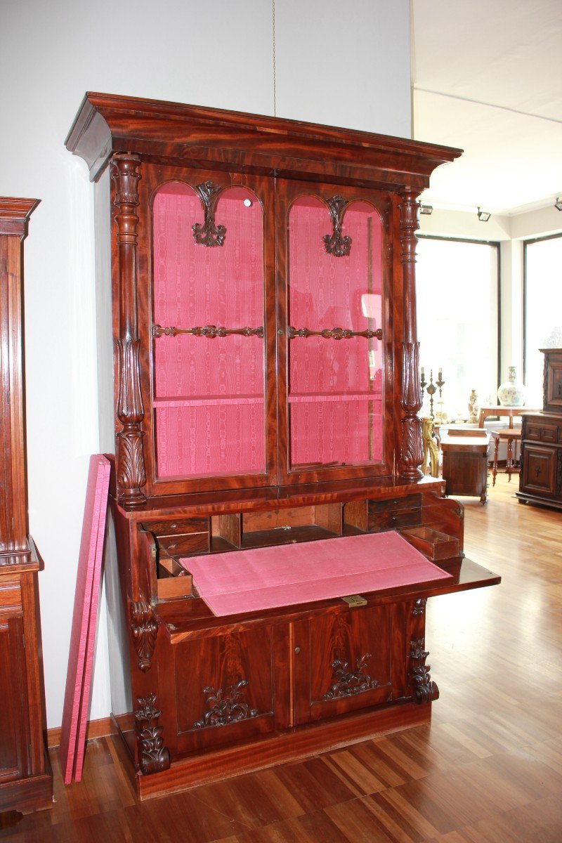 Vetrina Libreria BookCase Inglese Stile Regency di metà 1800 in mogano-photo-2