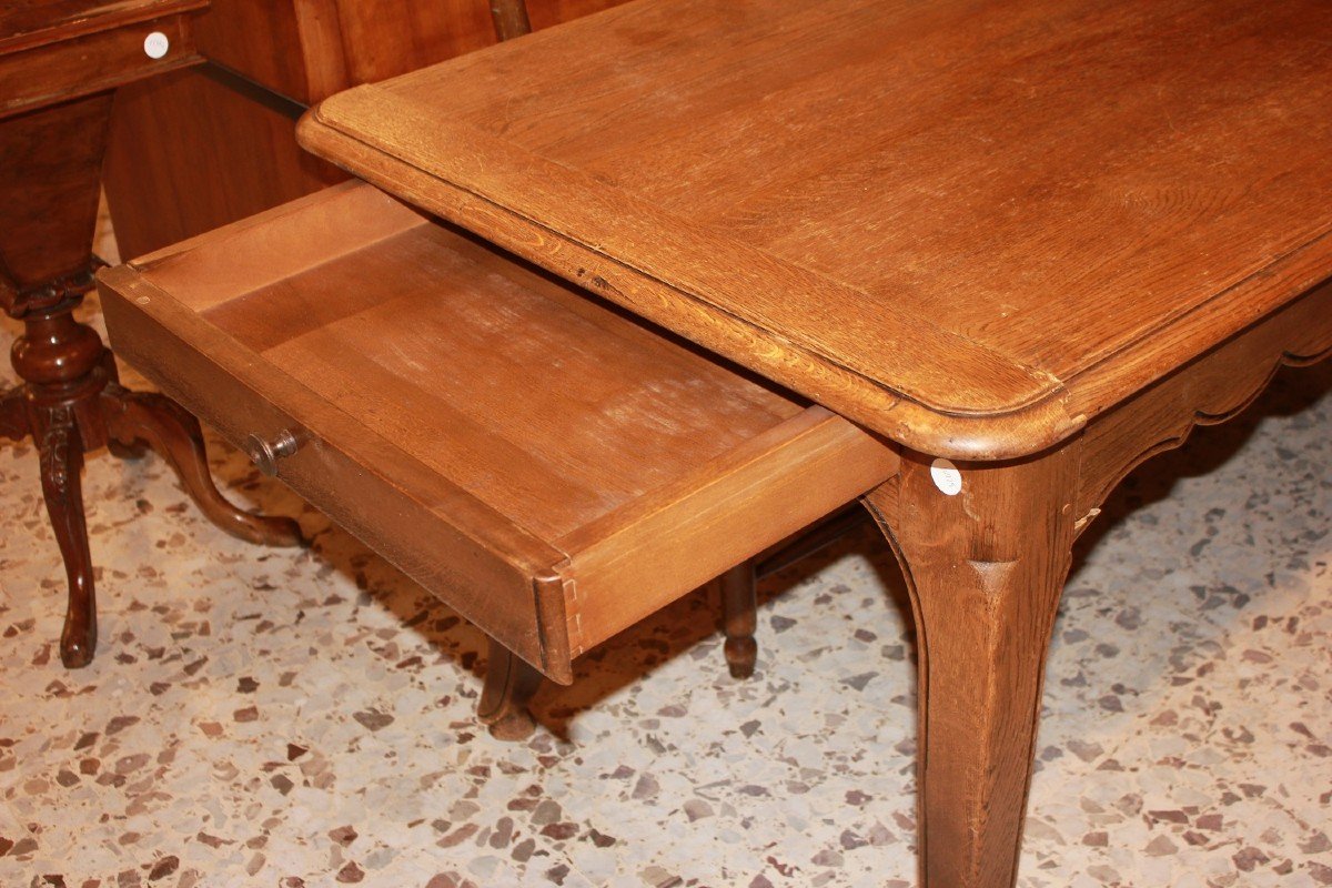 Tavolo francese stile Provenzale di fine 1800 in legno di rovere-photo-4