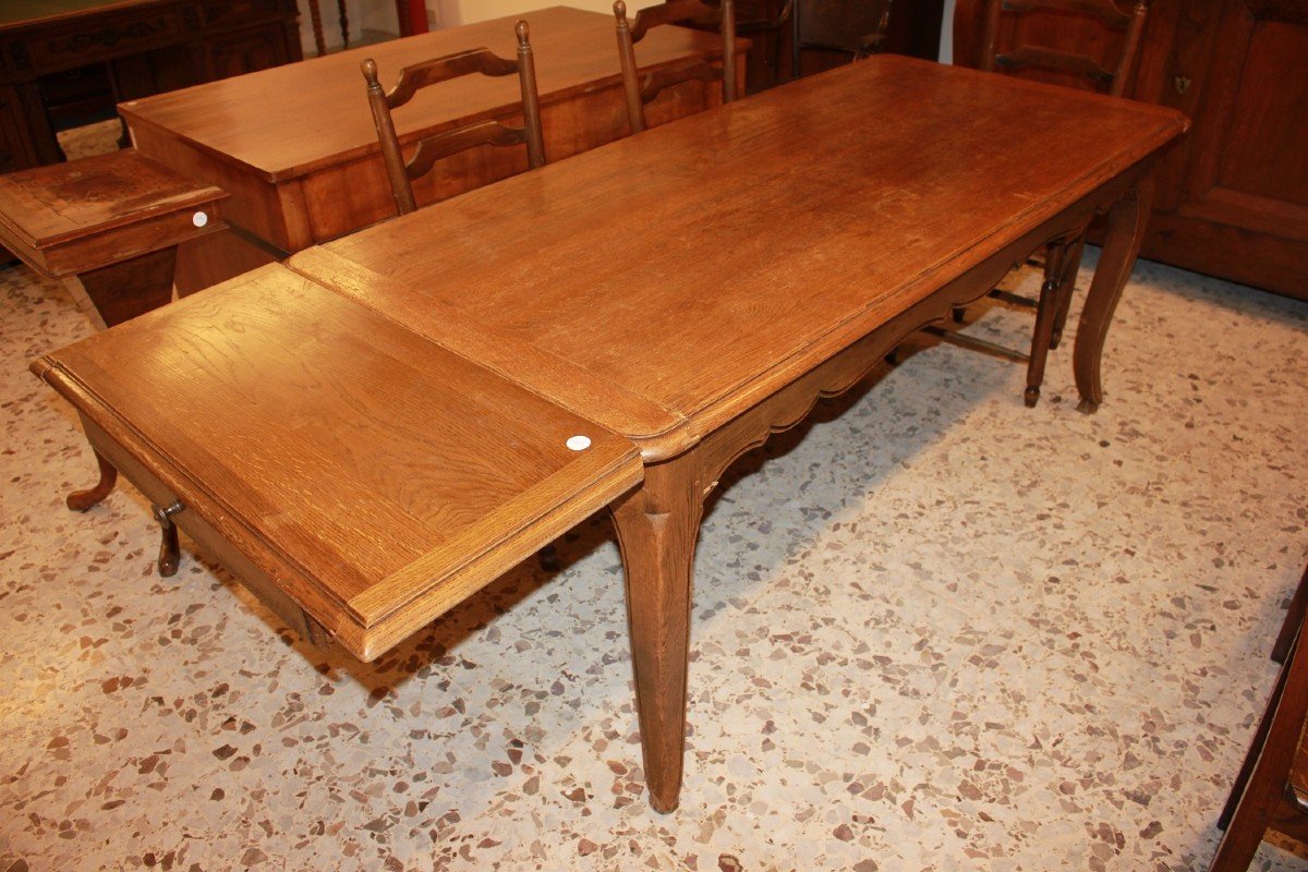 Tavolo francese stile Provenzale di fine 1800 in legno di rovere-photo-2