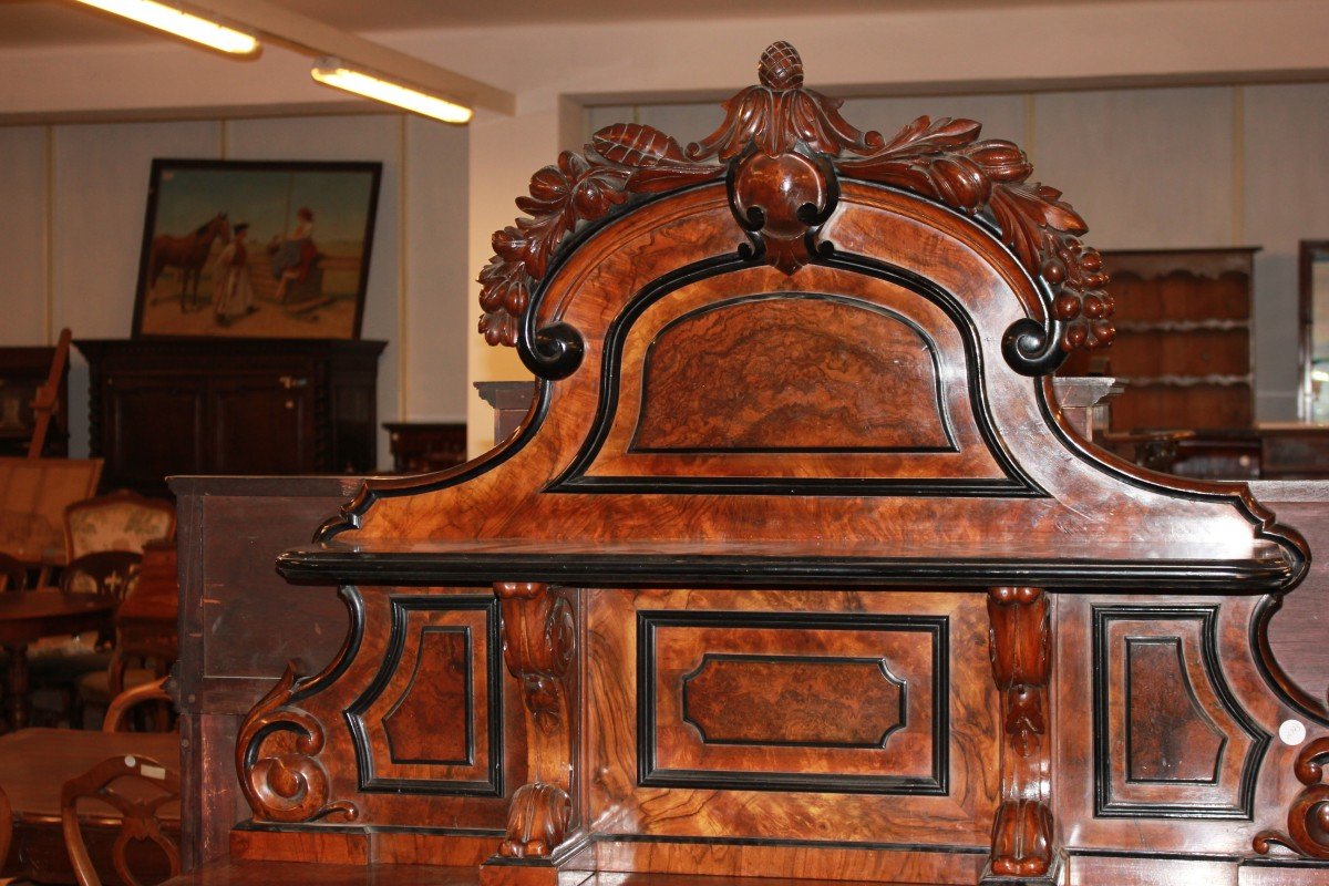 Credenza Piattaia stile Luigi Filippo in Legno di Noce e Radica-photo-2