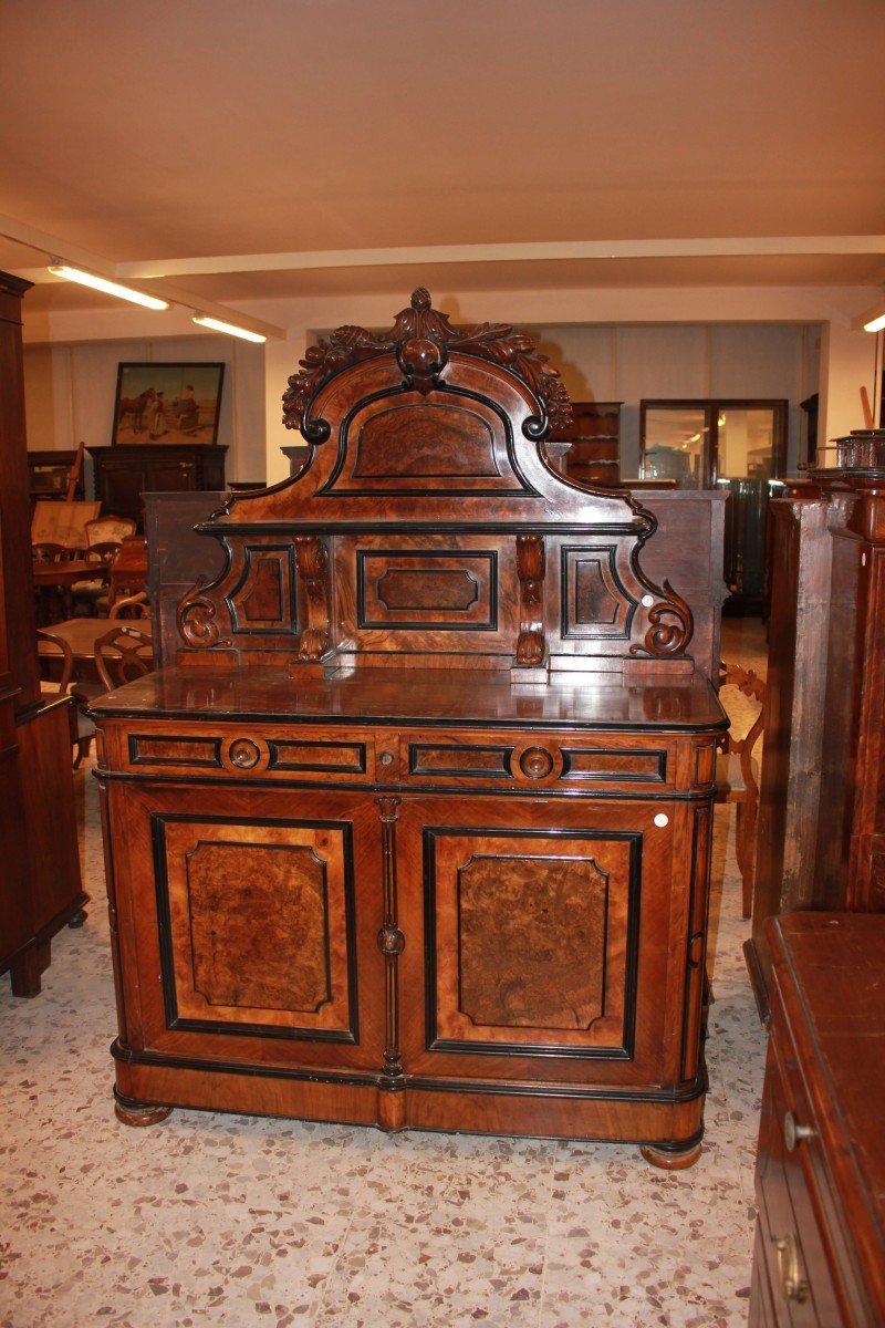 Credenza Piattaia stile Luigi Filippo in Legno di Noce e Radica-photo-1