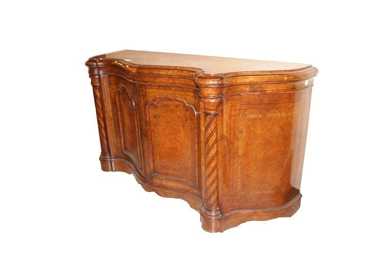 Bellissimo Servante Sideboard inglese di metà 1800, stile Vittoriano, in legno di olmo e radica-photo-2