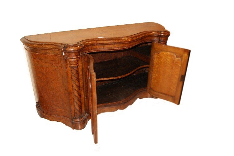 Bellissimo Servante Sideboard inglese di metà 1800, stile Vittoriano, in legno di olmo e radica-photo-2