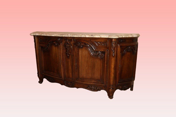 Stupenda grande credenza francese di metà 1800, stile Provenzale, in legno di noce-photo-2