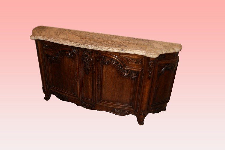 Stupenda grande credenza francese di metà 1800, stile Provenzale, in legno di noce