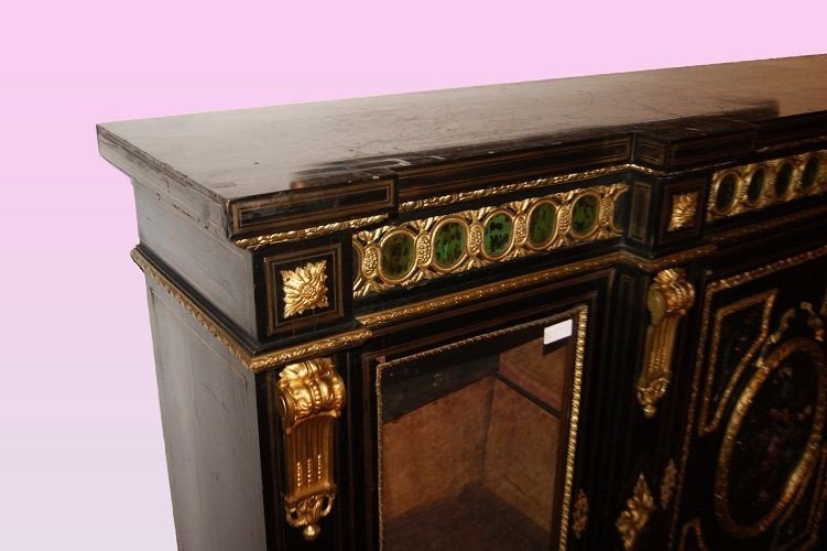 Grande e spettacolare credenza francese della prima metà del 1800, stile Boulle,-photo-2